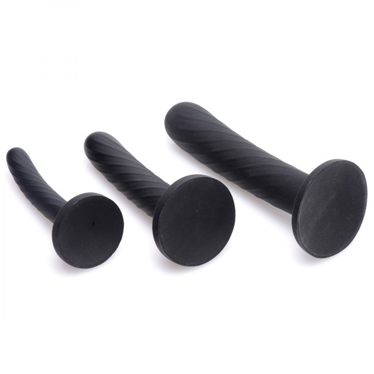 Strap U - Trinity Strap-On Silicone 3 Piece Dildo Set - Black